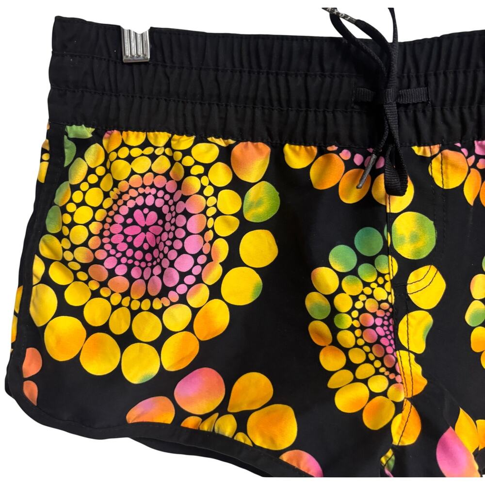 Roxy Board Shorts Women Size 3 Black Multicolor Surf Swim Elastic Waist EUC - Picture 2 of 9